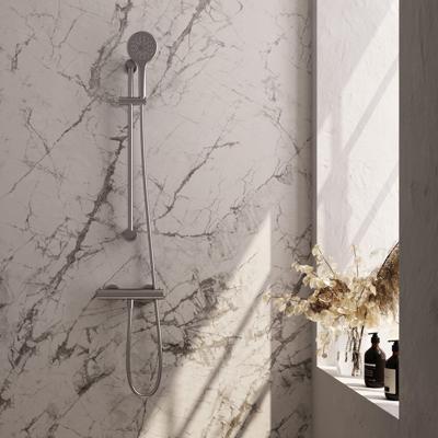 Brauer Brushed Edition Douchekraan opbouw - glijstang - 1 functie - 2 gladde knoppen - handdouche rond 3 standen - PVD - geborsteld - RVS 5-NG-236