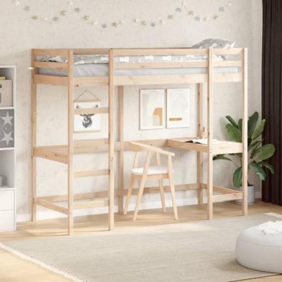 Hoogslaper met bureau massief grenenhout 80x200 cm