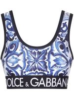 Dolce & Gabbana haut crop à imprimé Majolica - Bleu - thumbnail