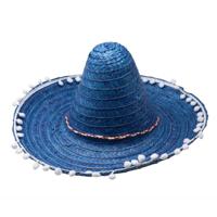 Sombrero hoed - blauw - D45 cm - Mexicaans carnaval thema - verkleedkleding - volwassenen