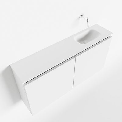 Toiletmeubel Mondiaz Ture | 100 cm | Meubelkleur Talc | Eden wastafel Talc Rechts | Zonder kraangat