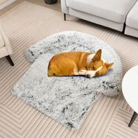 Hondenbed van Pluche Hondendeken Hondenkussen met Wasbare Overtrek Pluche Bed voor Kleine en Middelgrote Honden 101 x 89 cm Grijs