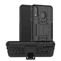 Tire Texture TPU + PC schokbestendig Case voor Galaxy M20 met houder (zwart)