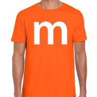 Letter M verkleed/ carnaval t-shirt oranje voor heren - thumbnail