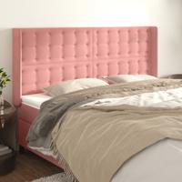 Hoofdbord met randen 163x16x118/128 cm fluweel roze