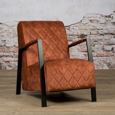 Tower Living Fauteuil 'Villa' Velvet, kleur Koper
