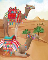 Kleurrijke Kamelen Kunstdruk 40x50cm - thumbnail