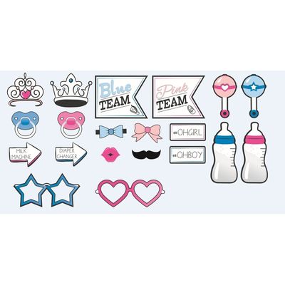 20x Foto props babyshower/gender reveal party