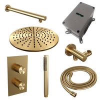 Regendoucheset Inbouw Brauer Gold Carving Thermostatisch 30 cm met 3-Weg Omstelling, Wandarm en Staaf Handdouche Geborsteld Goud Brauer - thumbnail