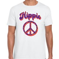 Hippie t-shirt wit voor heren - thumbnail
