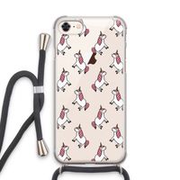 Eenhoorns overal: iPhone 8 Transparant Hoesje met koord