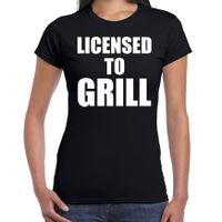 Licensed to grill bbq / barbecue cadeau t-shirt zwart voor dames