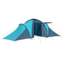 vidaXL Tent 6-persoons blauw en lichtblauw - thumbnail