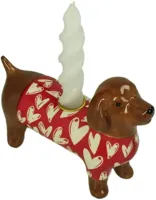 Kersten kandelaar aardewerk hond 20x7x13.5cm multi