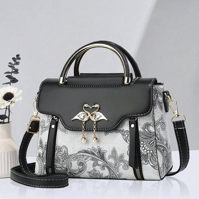 Pink PU Leather Mini Handbag - Floral Print Crossbody Square Bag Multicolor / one-size