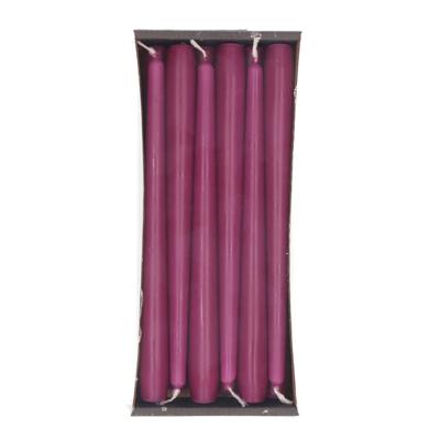 Enlightening Candles Dinerkaarsen - 12x stuks - paars - 8 branduren - 25 cm - kandelaar kaarsen