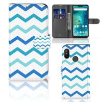 Xiaomi Mi A2 Lite | Telefoon Hoesje | Zigzag Blauw | Portemonnee hoesje