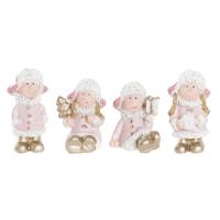 Kerstversiering DKD Home Decor Hars Engel (3,5 x 2,5 x 4 cm) (4 Stuks)