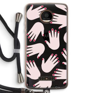 Hands pink: Motorola Moto Z Force Transparant Hoesje met koord