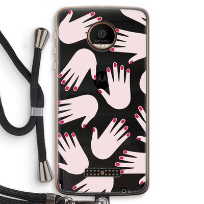 Hands pink: Motorola Moto Z Force Transparant Hoesje met koord