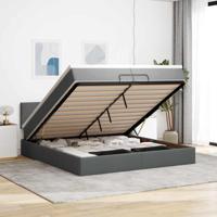Ottoman bed met matrassen en LED's 200x200cm stof donkergrijs