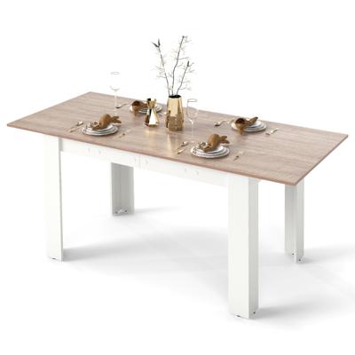 Uitschuifbare eettafel Moderne Keukentafel met Verstelbaar Tafelblad L-Vormige Poten Ruimtebesparend Meubilair in Industriële Stijl Naturel