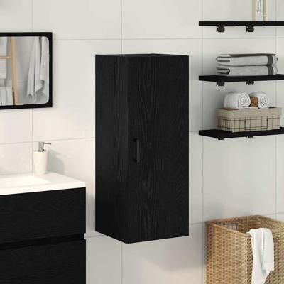 Wandkast 34,5x34x90 cm bewerkt hout zwart eikenkleurig