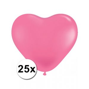 25x Hart ballonnen roze   -