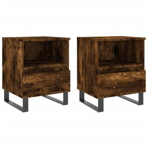 vidaXL Nachtkastjes 2 st 40x35x50 cm bewerkt hout gerookt eikenkleurig