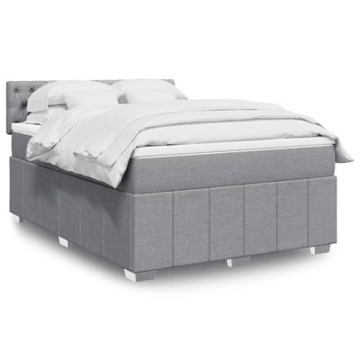 Boxspring met matras stof lichtgrijs 140x200 cm