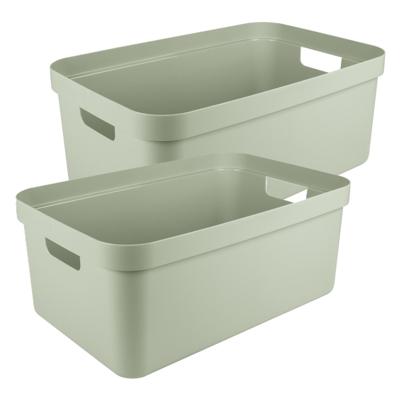 Sunware opbergbox Sigma Home - 2x - kunststof - 45 liter - lichtgroen - opberg dozen/bakken