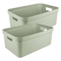 Sunware opbergbox Sigma Home - 2x - kunststof - 45 liter - lichtgroen - opberg dozen/bakken