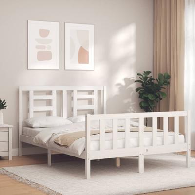 Bedframe zonder matras massief grenenhout wit 120x200 cm
