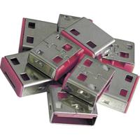 LINDY USB-A-poortslot USB-Lock Set van 10 stuks Roze Zonder sleutel 40460