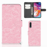 Samsung Galaxy A70 Hoesje White Flowers