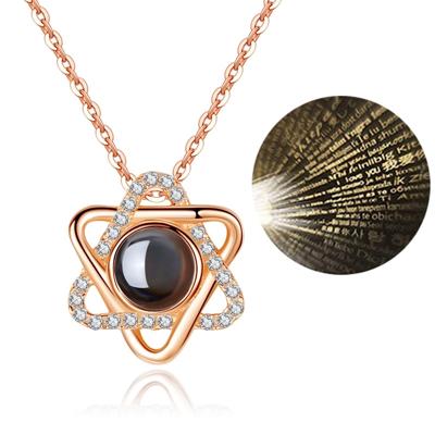 100 taal Ik hou van je projectieve meisje zes spitse Star hanger ketting sieraden