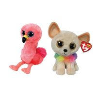 Ty - Knuffel - Beanie Boo's - Gilda Flamingo & Chewey Chihuahua - thumbnail