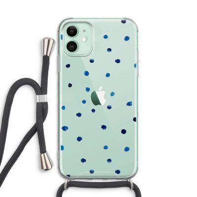 Blauwe stippen: iPhone 11 Transparant Hoesje met koord