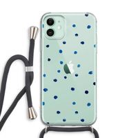 Blauwe stippen: iPhone 11 Transparant Hoesje met koord