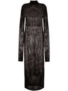 DSQUARED2 robe en maille ajourée à manches longues - Noir