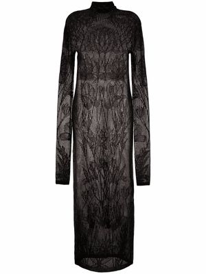 DSQUARED2 robe en maille ajourée à manches longues - Noir
