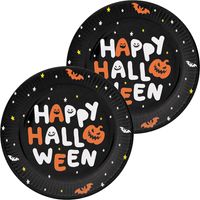 Halloween thema feest bord - 12x - pompoen print - papier - D23 cm