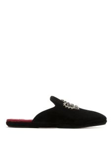 Dolce & Gabbana encrusted crown patch slippers - Noir