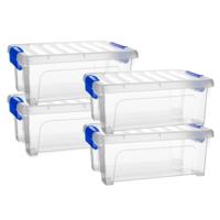 Multi Storage Opslagbox met deksel - 4x - transparant - 8 liter - 36 x 25 x 14 cm - kunststof