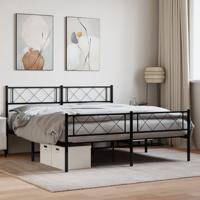Bedframe met hoofd- en voeteneinde metaal zwart 140x190 cm