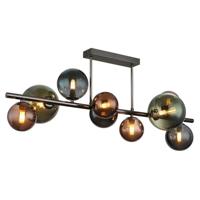 Globo Zwarte plafondlampRiha gekleurd glas 9-lichts - 56142-9D