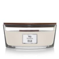 Woodwick white teak ellipse candle