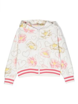Monnalisa veste zippée à fleurs - Blanc