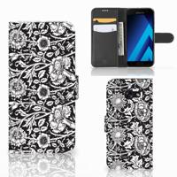 Samsung Galaxy A5 2017 Hoesje Black Flowers | Portemonnee hoesje