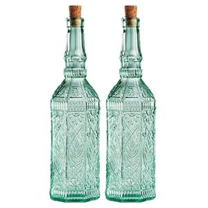 Bormioli Rocco Decoratie fles met kurk - 2x - 720 ml - H30 cm - glas - deco flessen
